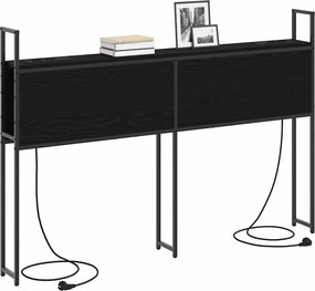 vidaXL Κεφαλάρι Αποθήκης με Σταθμό Φόρτισης με ράφι Μαύρη δρυς