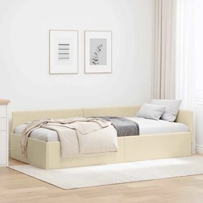 vidaXL Κρεβάτι Γωνίας Κρεμ 90 εκ x 190 εκ ύφασμα