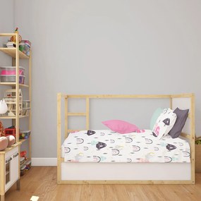 Κατωσέντονο Βρεφικό Με Λάστιχο Rainbow 575 White-Pink DimCol Κούνιας 70x155cm 100% Βαμβάκι