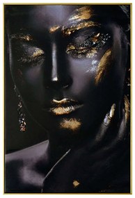 Κάδρο Γυναίκα 15-00-21141 63x93x3,5cm Black-Gold Marhome Κάθετοι Paper,Metal
