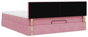 Οθωμανικό κρεβάτι με στρώμα ροζ 160x200cm Βελούδο 3311788