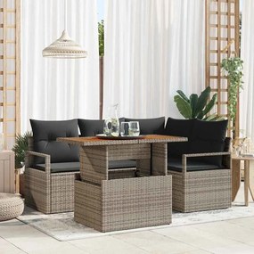 vidaXL Σετ Καναπέ Κήπου με αποθήκευση 5 pcs Γκρι Πολυ ράταν