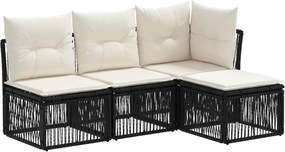 vidaXL Σετ Καναπέ Κήπου 4 pcs Μαύρο συνθετικό ρατάν