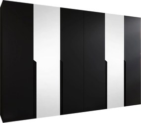 Ντουλάπα Mila I Εξάφυλλη-Μαύρο-Με καθρέπτη