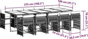 vidaXL Σετ Τραπεζαρίας Κήπου 11 Τεμαχίων Γκρι Συνθ. Ρατάν με Μαξιλάρια