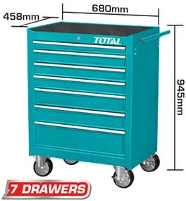 TOTAL THRC02071P Τροχήλατος Μεταλλικός Εργαλειοφόρος με 7 Συρτάρια Π68xΒ45.8xΥ94.5εκ.