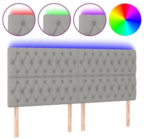 Κεφαλάρι Κρεβατιού LED Ανοιχτό Γκρι 200x7x118/128εκ. Υφασμάτινο - Γκρι