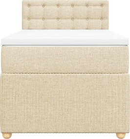 vidaXL Κρεβάτι Boxspring με Στρώμα Κρεμ 90x190 εκ.Υφασμάτινο