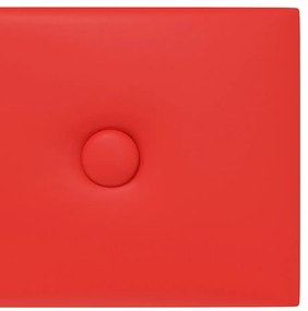 vidaXL Πάνελ Τοίχου 12 τεμ. Κόκκινα 60x15 εκ. 1,08 μ² Συνθ. Δέρμα
