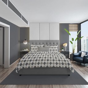 Σεντόνι Με Μαξιλαροθήκες Diamond 328 (Σετ 3τμχ) Grey DimCol Queen Size 220x240cm 100% Βαμβακερή Φανέλα