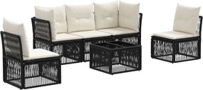 vidaXL Σετ Καναπέ Κήπου 6 pcs Μαύρο συνθετικό ρατάν