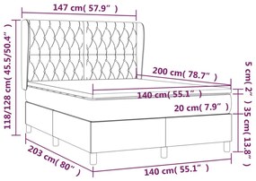 Κρεβάτι Boxspring με Στρώμα Σκούρο Μπλε 140x200 εκ. Βελούδινο - Μπλε