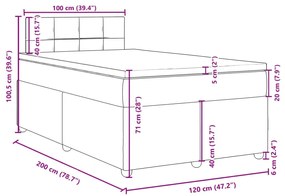 Κρεβάτι Boxspring με Στρώμα Μαύρο 120x200 εκ. Υφασμάτινο - Μαύρο