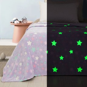 Κουβέρτα Παιδική Φωσφοριζέ Star 104 Purple Αdam Home Single 160x220cm Πολυέστερ