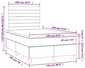 Κρεβάτι Boxspring με Στρώμα Σκούρο Μπλε 120x190 εκ. Βελούδινο - Μπλε