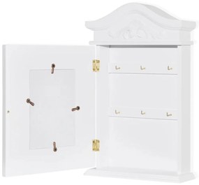 vidaXL Κλειδοθήκη Τοίχου με Κορνίζα Λευκή