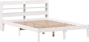 vidaXL Σκελετός Κρεβ. Χωρίς Στρώμα Λευκό 135x190 εκ Μασίφ Πεύκο