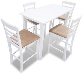 Σετ Κονσόλα Τραπέζι και 4 Καρέκλες Μπαρ Λευκό Ξύλινο