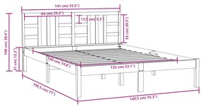 ΠΛΑΙΣΙΟ ΚΡΕΒΑΤΙΟΥ 135 X 190 ΕΚ. ΑΠΟ ΜΑΣΙΦ ΞΥΛΟ 4FT6 DOUBLE 3105380