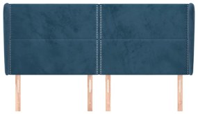 vidaXL Κεφαλάρι με Πτερύγια Σκούρο Μπλε 183x23x118/128 εκ. Βελούδινο