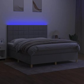 vidaXL Κρεβάτι Boxspring με Στρώμα &amp; LED Αν.Γκρι 180x200εκ. Υφασμάτινο