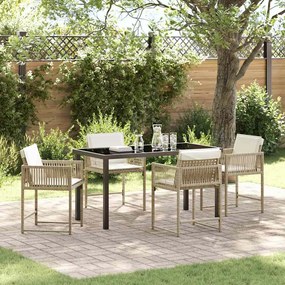 vidaXL Σέτ φαγητού για κήπο 5 pcs Μπεζ συνθετικό ρατάν