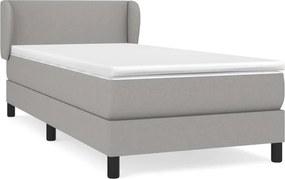 vidaXL Κρεβάτι Boxspring με Στρώμα Ανοιχτό Γκρι 90x200 εκ. Υφασμάτινο