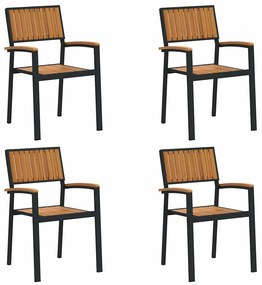 vidaXL Καρέκλα Κήπου 4 pcs Καφέ 56 x 57 x 87εκ. Μασίφ ξύλο ακακίας