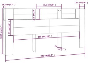 vidaXL Κεφαλάρι Με Αποθηκευτικό Χώρο Λευκό 220x18,5x104,5 εκ.