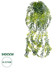 GloboStar® Artificial Garden HANGING FERN 20877 - Τεχνητό Κρεμαστό Διακοσμητικό Φυτό Φτέρη  Φ23 x Y70cm