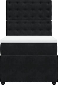vidaXL Κρεβάτι Boxspring με Στρώμα Μαύρο 90x190 εκ. Βελούδινο