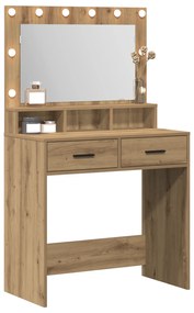 vidaXL Καθρέπτης Μακιγιάζ με LED Φώτα  σε Artisan Oak 79x41x135 εκ.