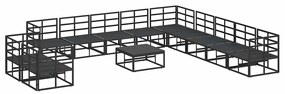 vidaXL Σετ Καναπέ Κήπου με μαξιλάρι 12 pcs Μαύρο Αλουμίνιο