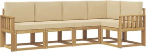 vidaXL Σειρά Καναπέ Εξωτερικού με μαξιλάρι 5 pcs Λευκό και Μπεζ