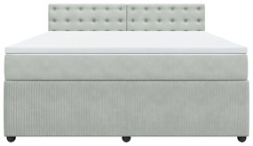 Κρεβάτι Boxspring με Στρώμα Ανοιχτό Γκρι 180x200 εκ. Βελούδινο - Γκρι