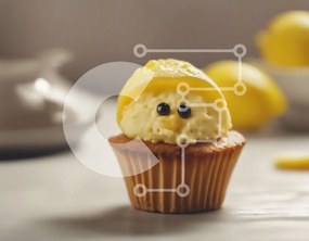 Intra Συλλεκτικό Ξύλινο Παζλ Plywood  4mm - Χαριτωμένο Cupcake με Yellow Frosting και Λεμόνια Σε Ξύλινο Κουτί - Διαστάσεις: 10x10 cm – 25 κομμάτια