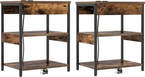 vidaXL Κομοδίνο 2 pcs Καπνιστό Δρύς 41 x 31 x 51 εκ.