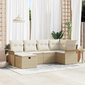 vidaXL Σετ Καναπέ Κήπου 6 pcs μπεζ και κρεμ 242.5 x 132.5 x 85 εκ.