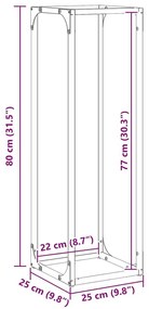 Ράφι για καυσόξυλα Λευκό 25x25x80 cm Ατσάλι ψυχρής έλασης - Λευκό