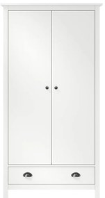 vidaXL Ντουλάπα Hill Δίφυλλη Λευκή 89x50x170 εκ. Μασίφ Ξύλο Πεύκου