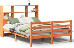 vidaXL Κρεβάτι Βιβλιοθήκη Χωρίς Στρώμα Καφέ 120x190 εκ Μασίφ Πεύκο