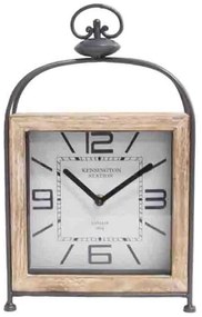 Επιτραπέζιο Ρολοϊ Metal-Wood F082 Fylliana σε Μαύρο - Καφέ χρώμα 22x7x35εκ.