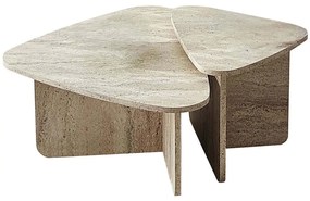 Τραπέζια Σαλονιού Ballare (Σετ 2Τμχ) 552NOS2575 90x60x35/60x40x40cm Travertine Beige