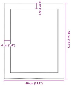 Ράφι Τοίχου 40x50x(2-4) εκ. από Ακατέργαστο Μασίφ Ξύλο Δρυός - Καφέ