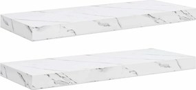 VidaXL Ράφι Τοίχου 2 τμχ. Λευκό Μάρμαρο 60 x 23,5 x 3,8 cm
