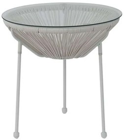 Τραπεζάκι Μεταλλικό Με Rattan Acapulco Φ.50cm Ε246,Α1 White