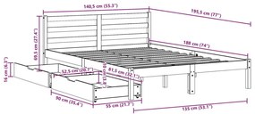 Σκελετός Κρεβ. Χωρίς Στρώμα Καφέ Κεριού 135x190 εκ Μασίφ Πεύκο - Καφέ