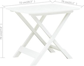 vidaXL Τραπέζι Κήπου Πτυσσόμενο Λευκό 79 x 72 x 70 εκ. Πλαστικό