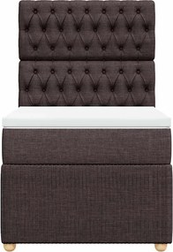 vidaXL Κρεβάτι Boxspring με Στρώμα Σκούρο Καφέ 80x200 εκ. Υφασμάτινο