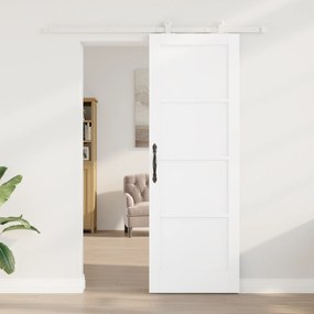 vidaXL Συρόμενη Πόρτα  με Σετ Εξαρτημάτων Λευκή 73.5x211 εκ Συμπαγές Ξύλο Πεύκο